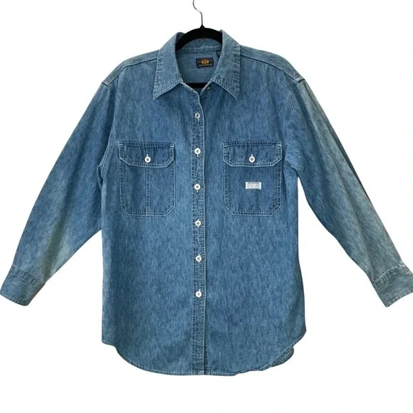 Vintage Route 66 Hand Painted Horse Denim Shirt Women's M Blue Workwear Cotton - Picture 2 of 9